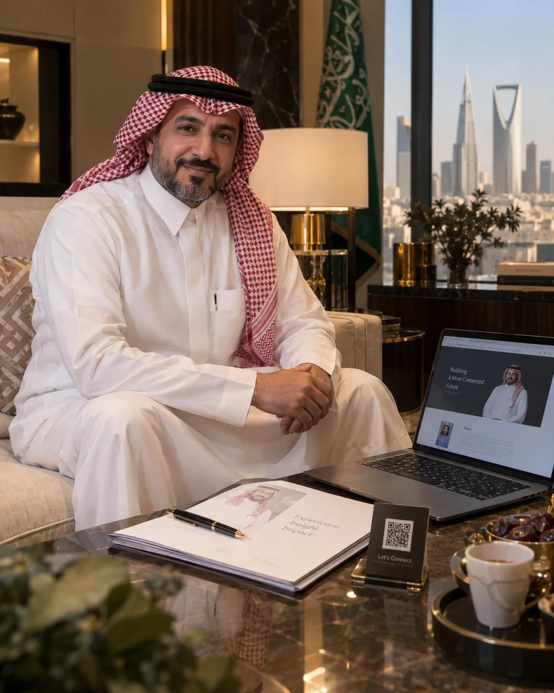 Saudi executive in a refined work setting