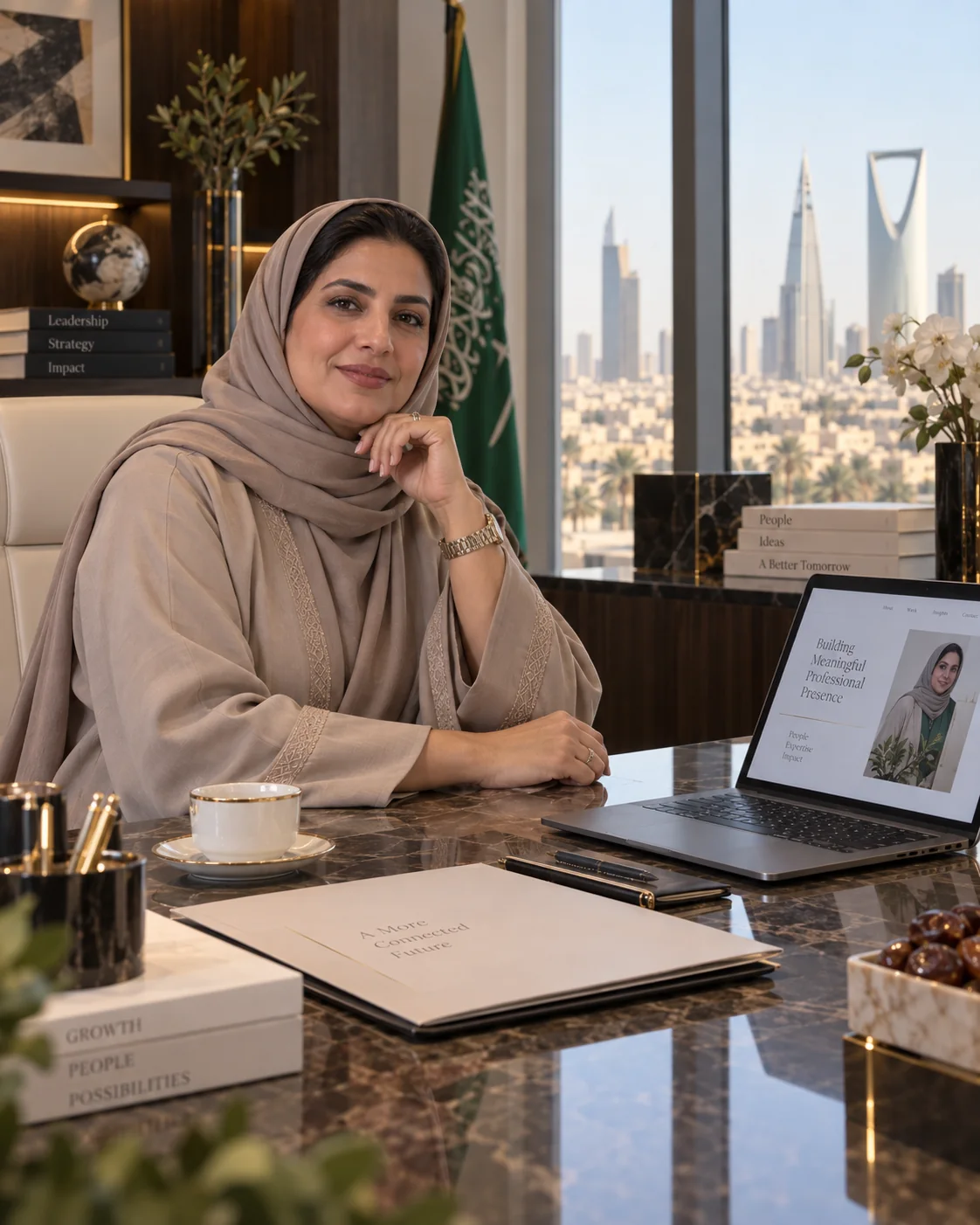 Saudi senior professional in an executive office
